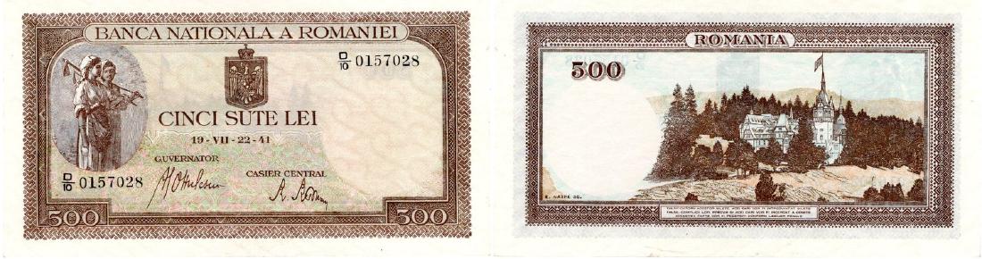 1940 ISSUE, 500 Lei (1.11.1940 - 26.1.1943), dated 22nd (1 of 1)