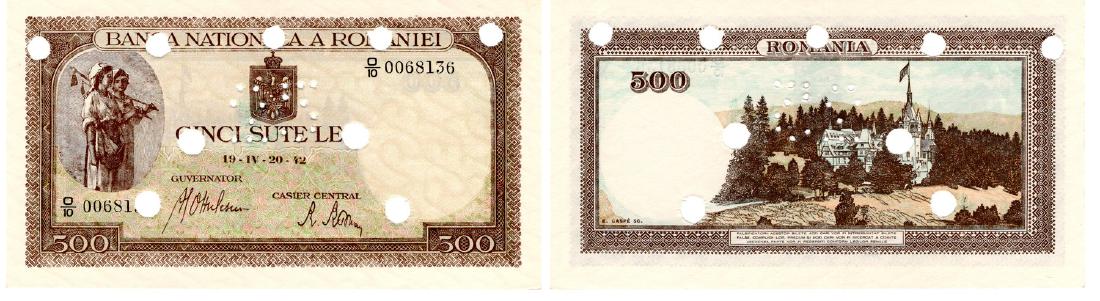 1940 ISSUE, 500 Lei (1.11.1940 - 26.1.1943), dated 20th (1 of 1)