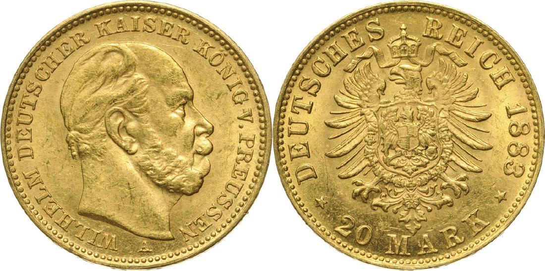 Wilhelm I (1861-1888), 20 Mark 1883 A (Berlin), Gold (1 of 1)