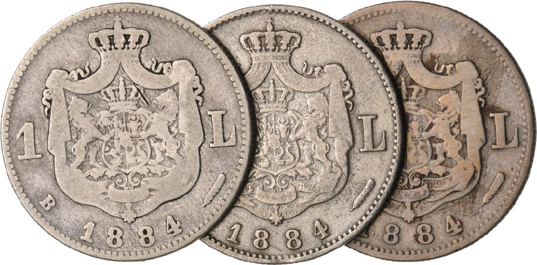 Lot of 3 Silver coins, 1 Leu 1884,  Bucuresti (1 of 1)