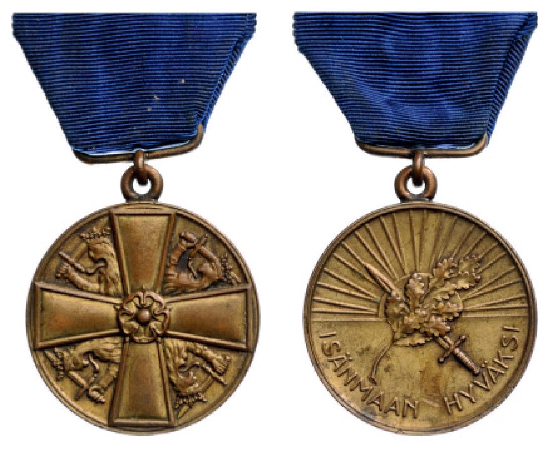 Merit Medal: 2nd Class, Silver Medal, instituted in 1919. Breast Badge, silvered Bronze, 31 mm, original suspension ring and ribbon. II