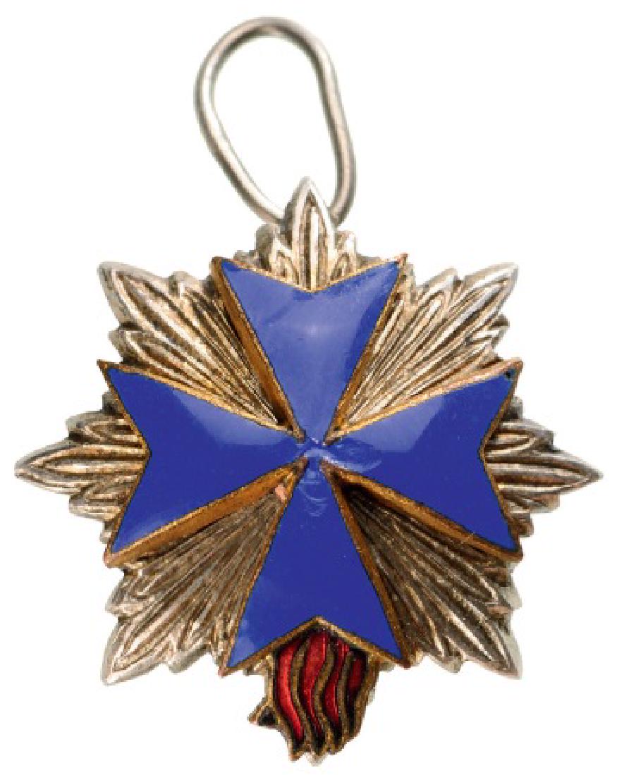 THE ORDER OF THE HOLY SAVIOUR FOUNDED BY ST. BRIDGET OF: Star Miniature. Breast Star, 18 mm, Silver, superimposed part gilt silver, enameled, original suspension ring. I