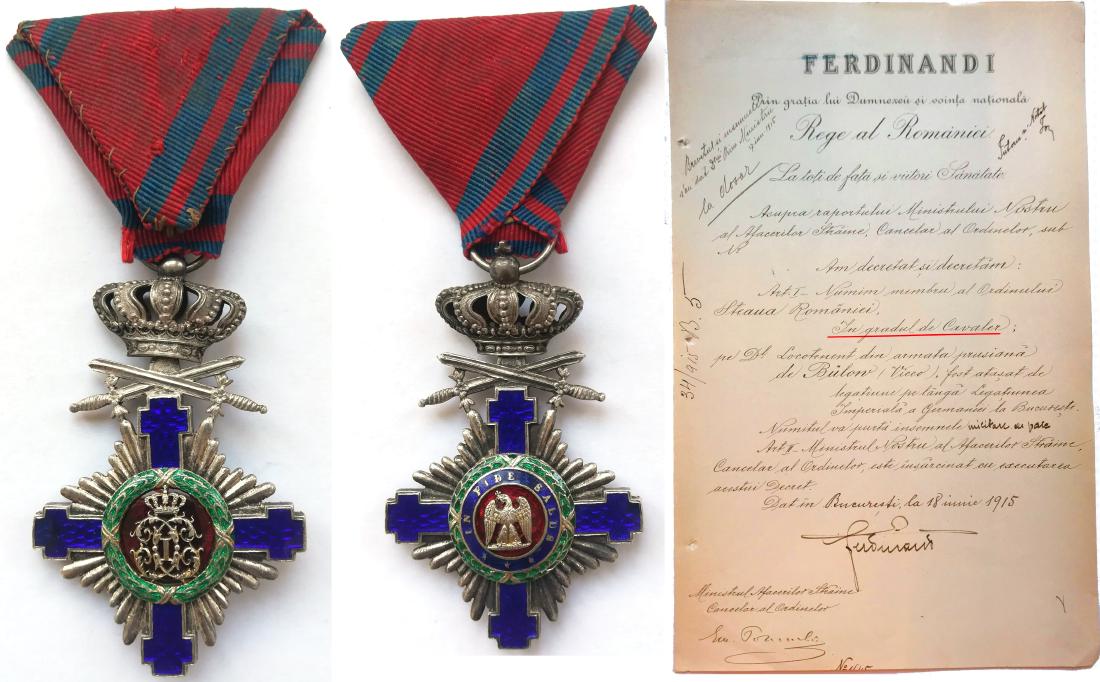ORDER OF THE STAR OF ROMANIA, 1864, to a Noble (1 of 1)