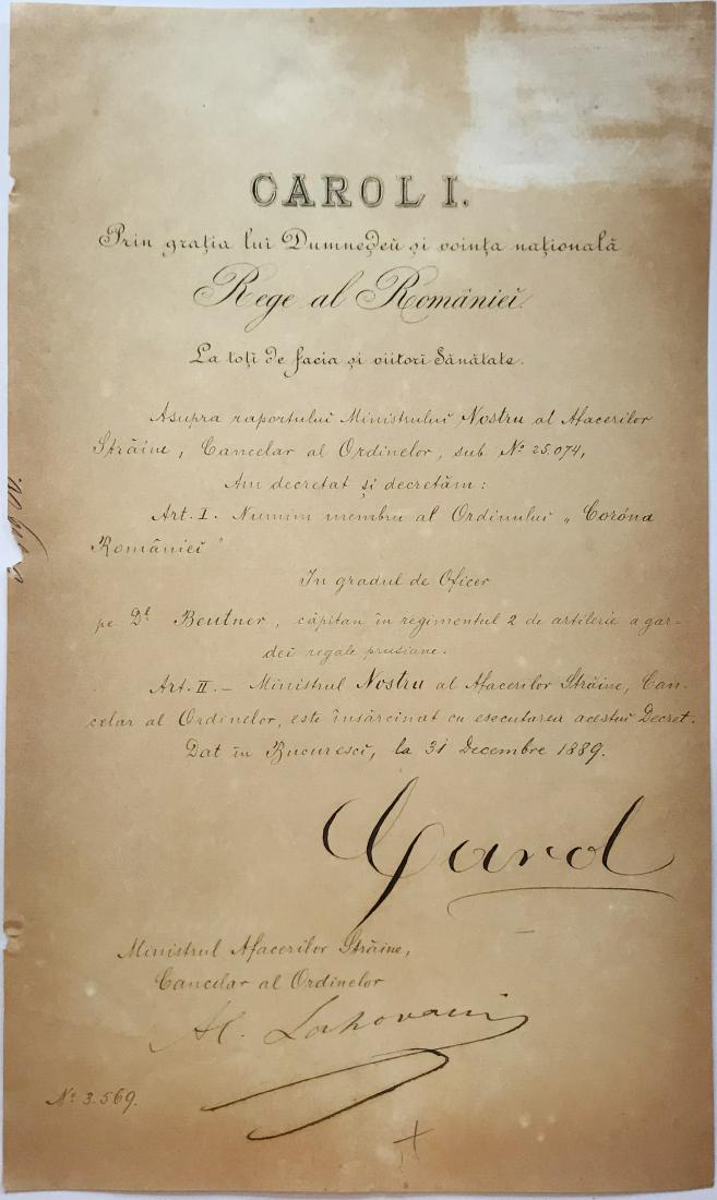 ORDER OF THE CROWN OF ROMANIA, 1866, to a Captain of (1 of 1)