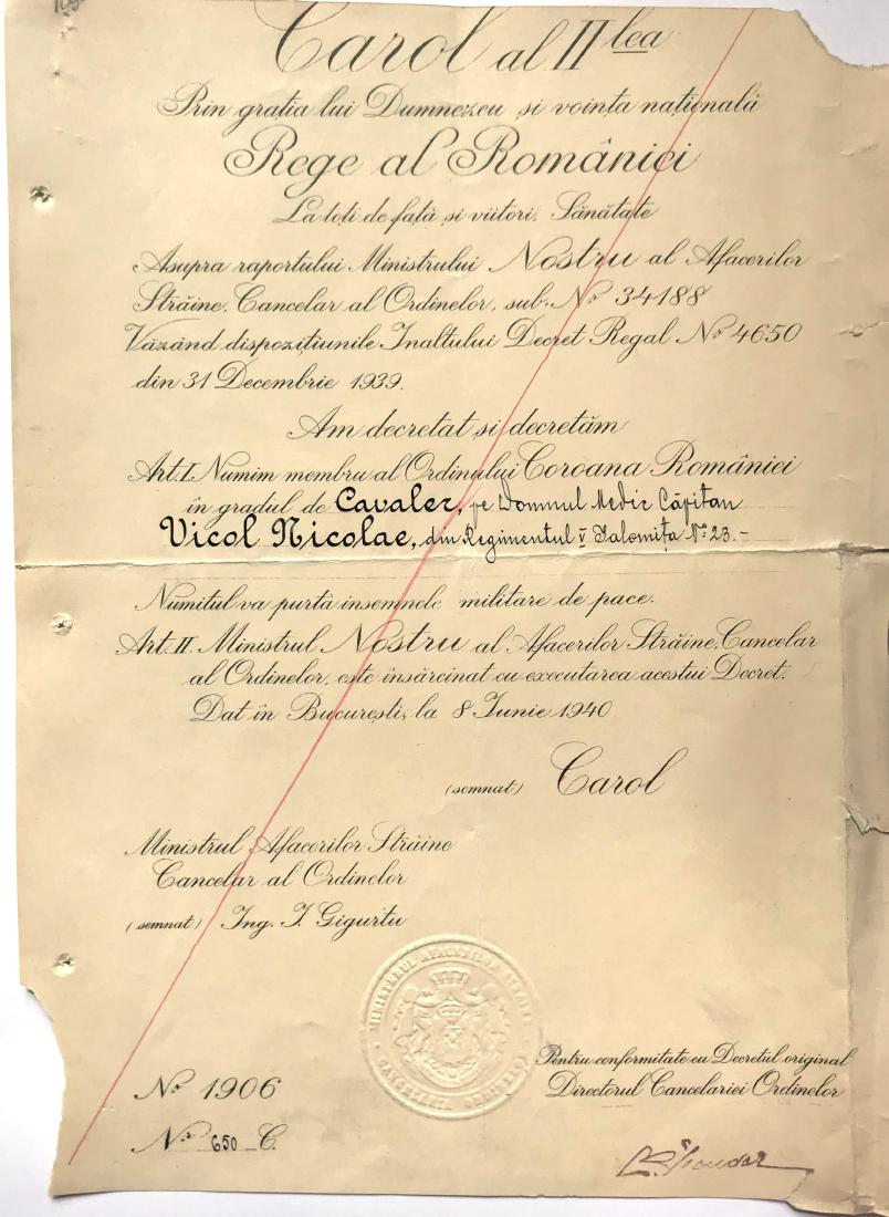 ORDER OF THE CROWN OF ROMANIA, to a Romanian Captain (1 of 1)