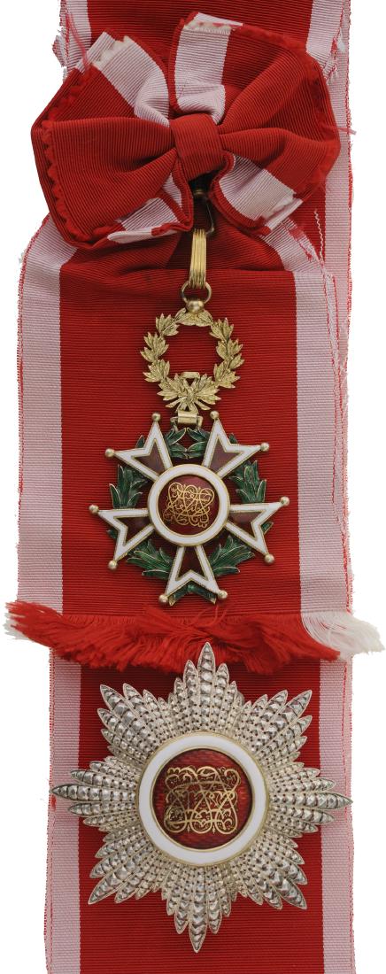 ORDER OF BRILLIANT STAR: ZANZIBAR, Grand Cross Set, 1st Class, Sultan Khalifas I Bin Said, 1880-1890 Type, instituted in 1875. Sash Badge, 79x62 mm, Silver partially gilt with brilliant cut rays, Arabic maker’s mark, superi