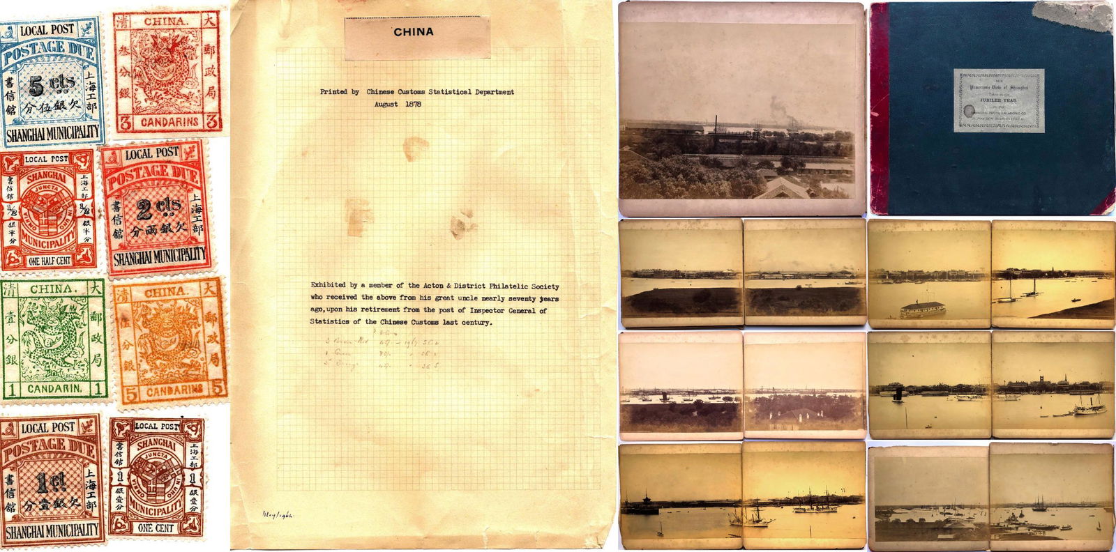 Lot of 8 Stamps and 6 photos Shanghai (1 of 1)