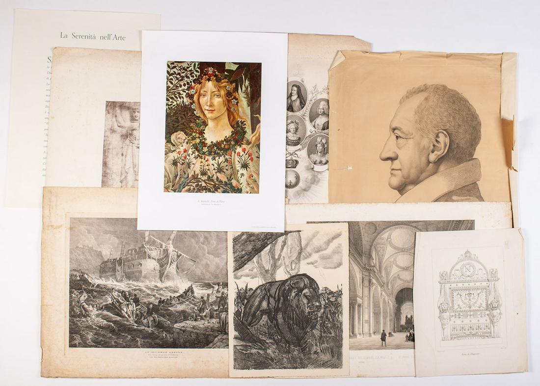Lot of 30 engravings, drawings and picture: Old papers, drawing board containing a large batch of 30 engravings, drawings and picture documentation, good general condition despite wear and minor defects. Various formats sold as is. Country: MIX