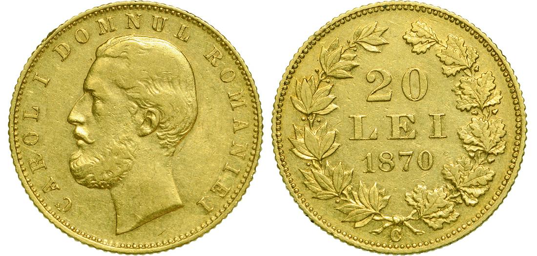 Carol I (1866-1914) 20 Lei 1870, Berlin (1 of 1)