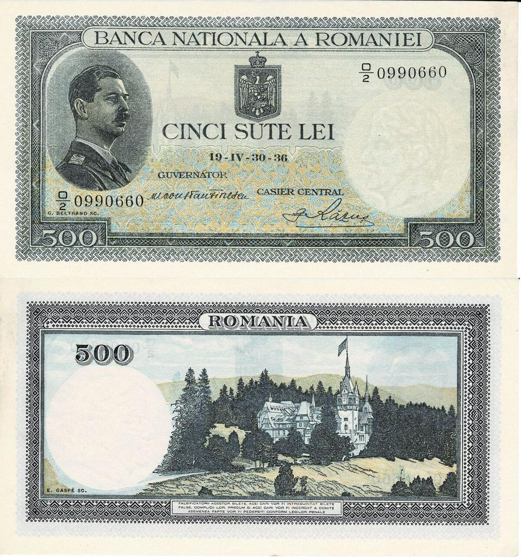 500 Lei (30.4.1936, 26.5.1939, 1.11.1940) (1 of 1)