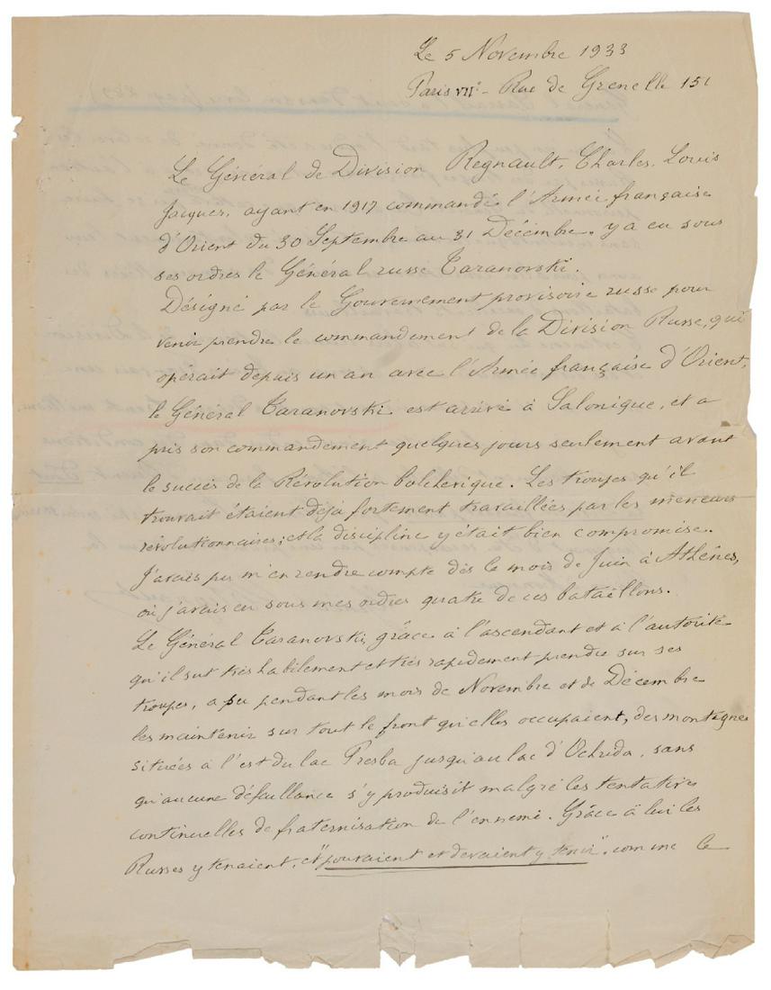 Exceptional handwritten letter from General Regnault (1 of 1)