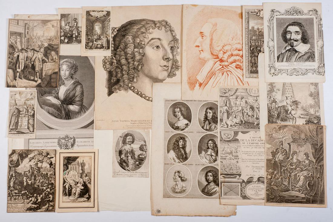 Large cardboard containing 16 old engravings (1 of 1)