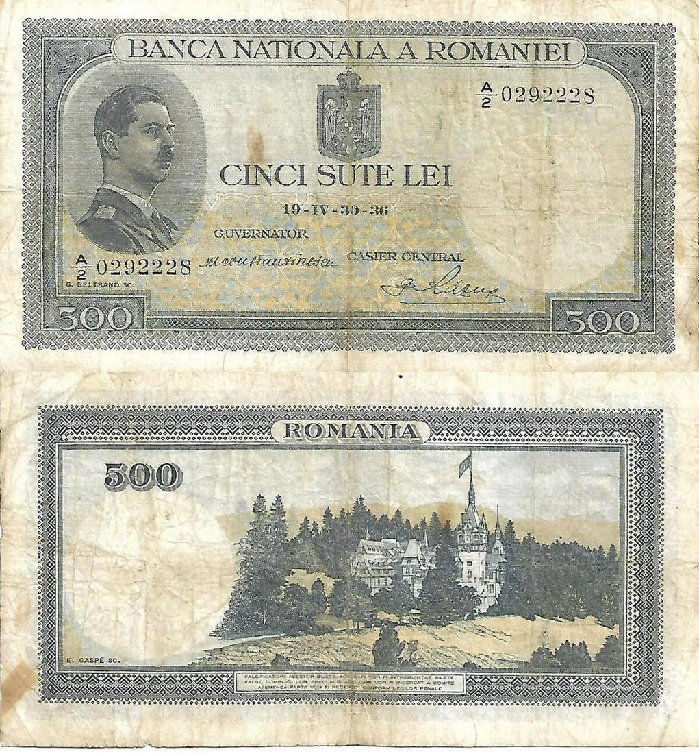 500 Lei (30.4.1936, 26.5.1939, 1.11.1940) dated 30 th (1 of 1)