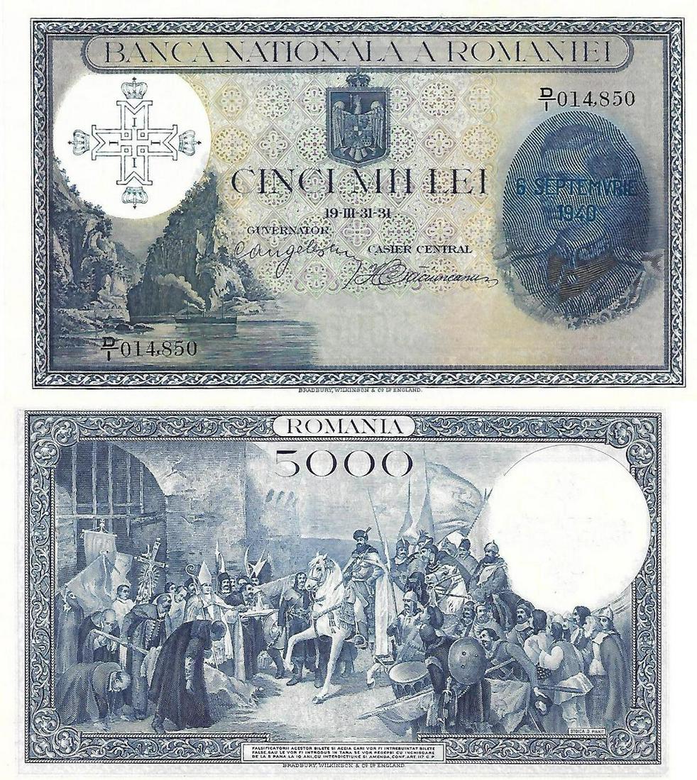 5000 Lei dated 6.9.1940 (old date 31.3.1931) (1 of 1)