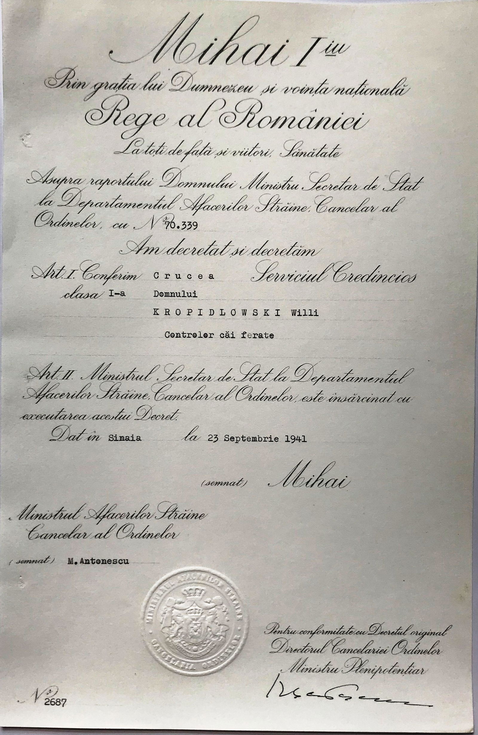 Medal of Faithfull Service, 2nd Type, Civil, 1st Class (1 of 1)