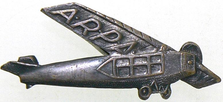 A.R.P.A. Badge: Breast Badge, 37x17 mm, silvered Metal, horiontal pin on the back. Scarce! I R! Country: ROMANIA