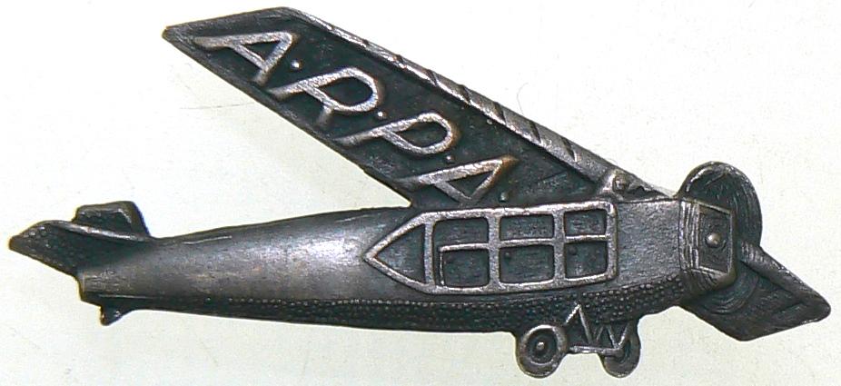 A.R.P.A. Badge: Breast Badge, 37x17 mm, silvered Metal, horiontal pin on the back. Scarce! I R! Country: ROMANIA