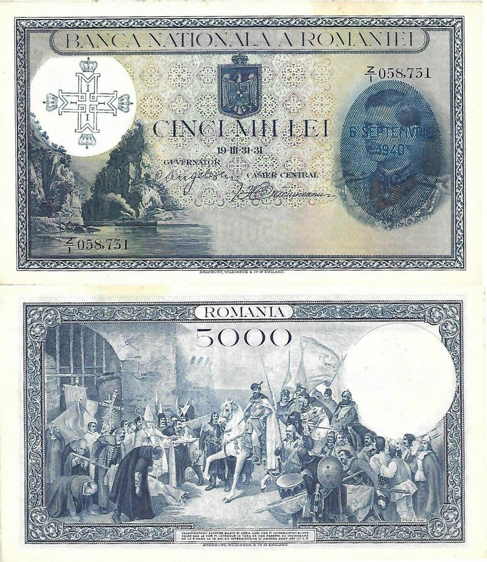 5000 Lei dated 6.9.1940 (old date 31.3.1931) (1 of 1)