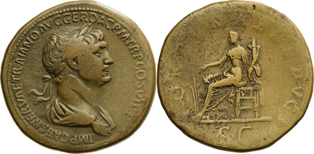 Trajan (98-117 ), AE Sestertius, Rome, about 113-114. (1 of 1)