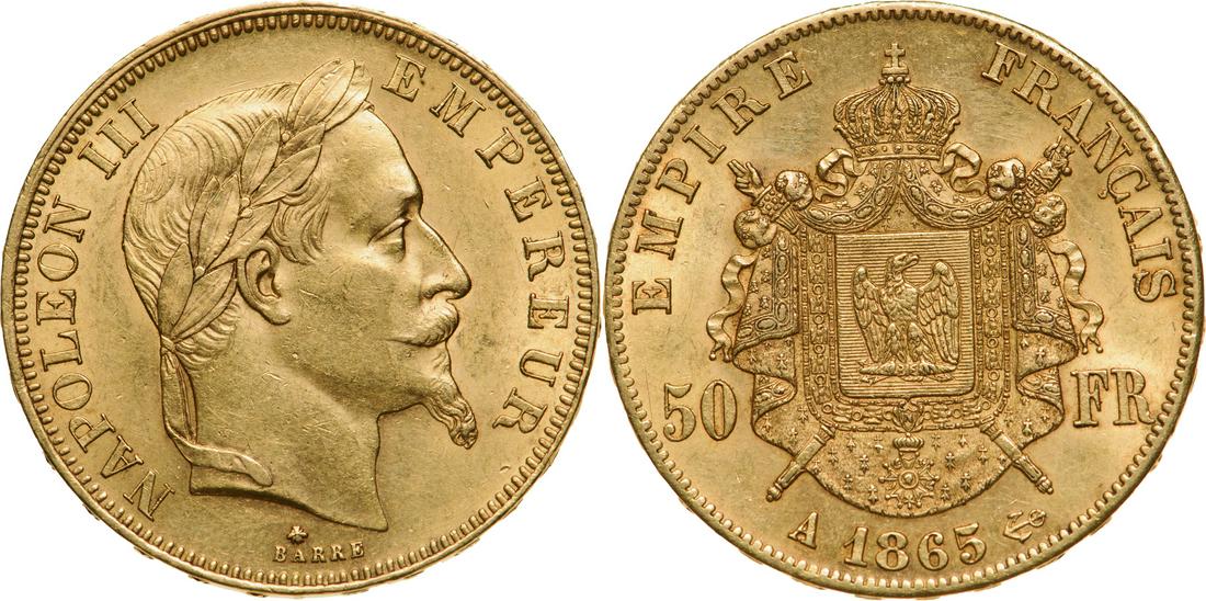 Napoleon III (1852-1870) 50 Francs 1865 A (1 of 1)