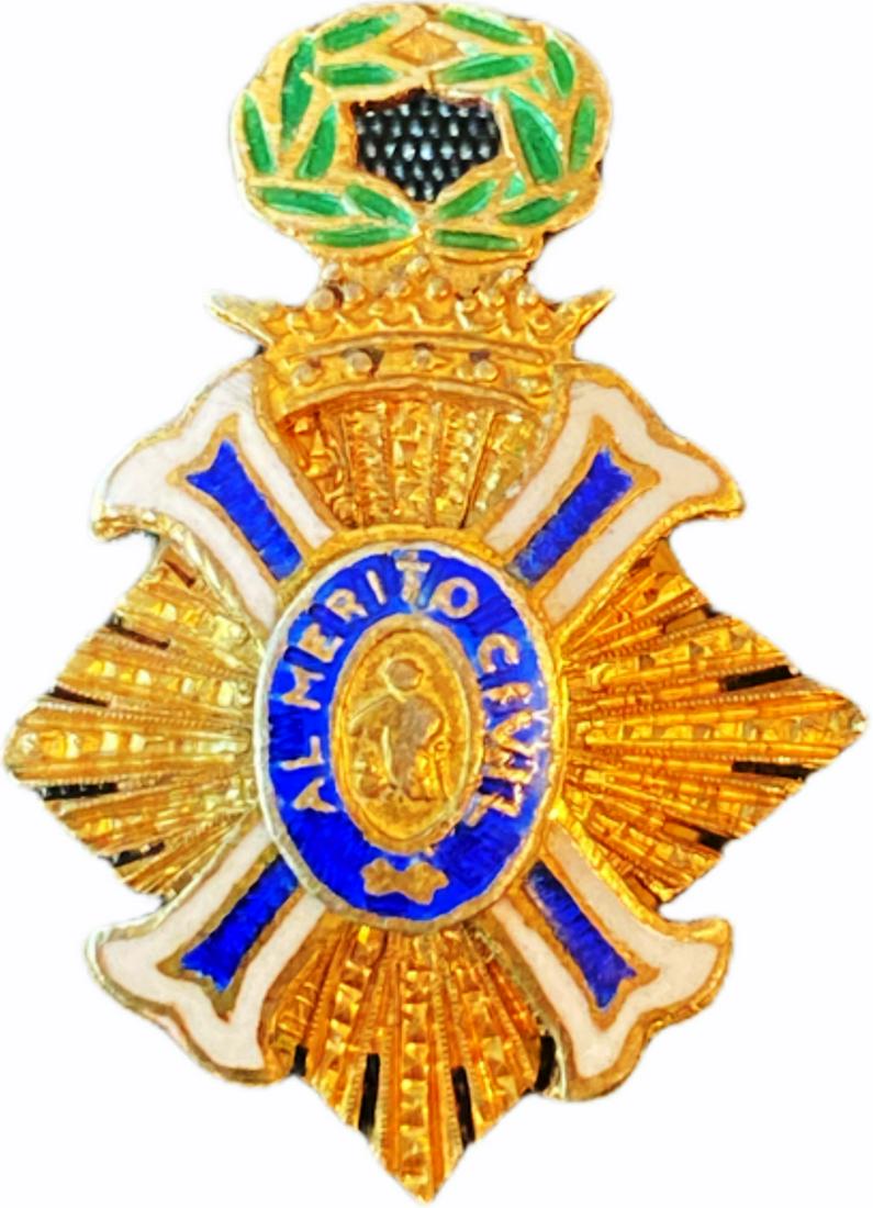 ORDER OF CIVIL MERIT: Miniature Button, 26x19 mm, gilt Silver, obverse enameled, fixation plate on the back. Very attractive! I