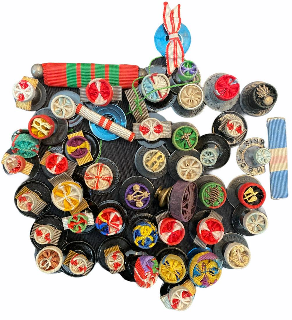Lot of 45 Rosettes and 2 Ribbon Bars: Lot of 45 Rosettes and 2 Ribbon Bars, mostly French and International.