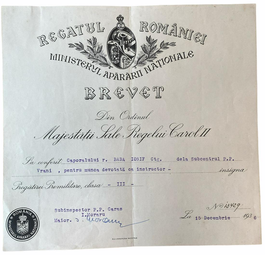 Premilitary Training Badge Awarding Document (1 of 1)