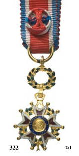 Officers Cross of the Association "Le Merite": Officers Cross of the Association Le Merite".Miniature Breast Badge, 27x14 mm., gilt bronze, enameled,original ribbon. "