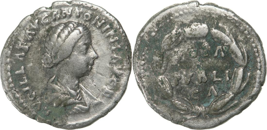 Lucilla (161-180 AD), AR Denar (3,1 g): LVCILLAE AVG ANTONINI AVG F, Draped bust to right / VOTA PVBLICA, within a laurel wreath. RIC 791. Scarce! VF R!