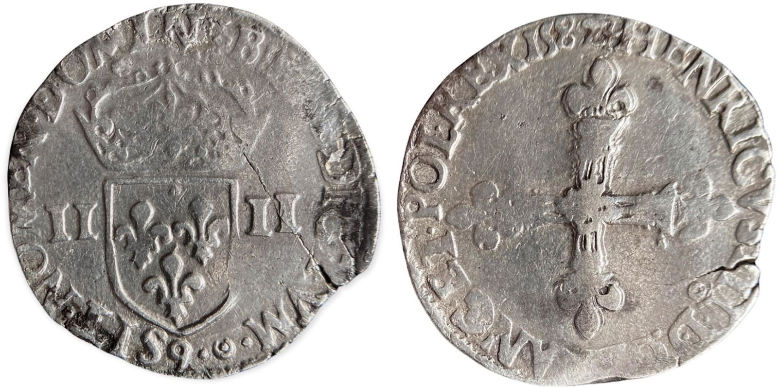 HENRI III (1574-1589) 1/4 Ecu 1587, Rennes. (1 of 1)