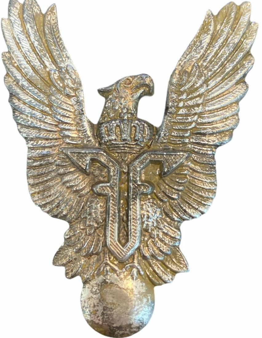 Pilot Badge "King Ferdinand I" Model, 1915: Breast Badge, silvered Bronze, with thin pin on reverse, I.M.S.P.R. 224. Rare! I