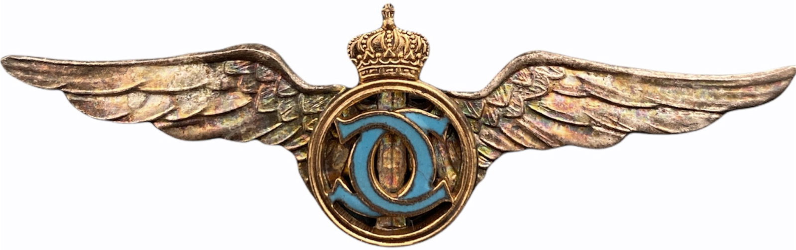 Pilot Badge for Graduates of the "Sport and: Breast Badge, 55x20 mm, silvered Bronze, with thin pin on reverse, I.M.S.P.R. 233. Rare! I