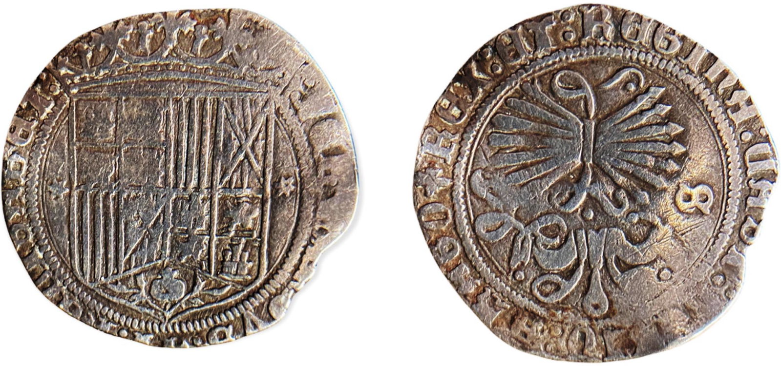 Fernando V and Isabel I (The Catholic Royals).: Silver, 2.61 g. Cal. 465. VF-