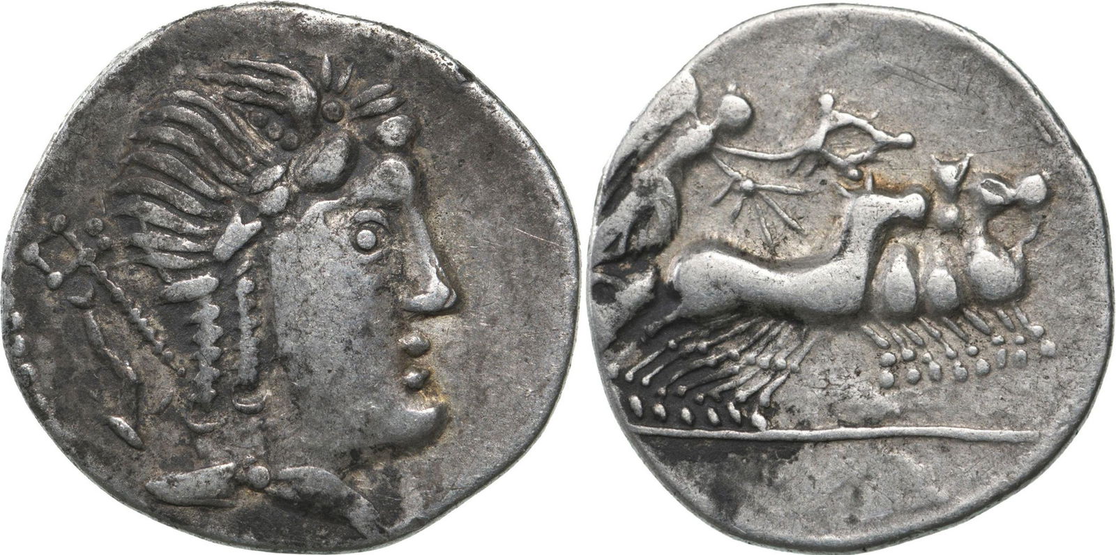 L. Iulius Bursio (85 BC), Denar, Silver (3,4g), Barbaric imitation (1 of 1)