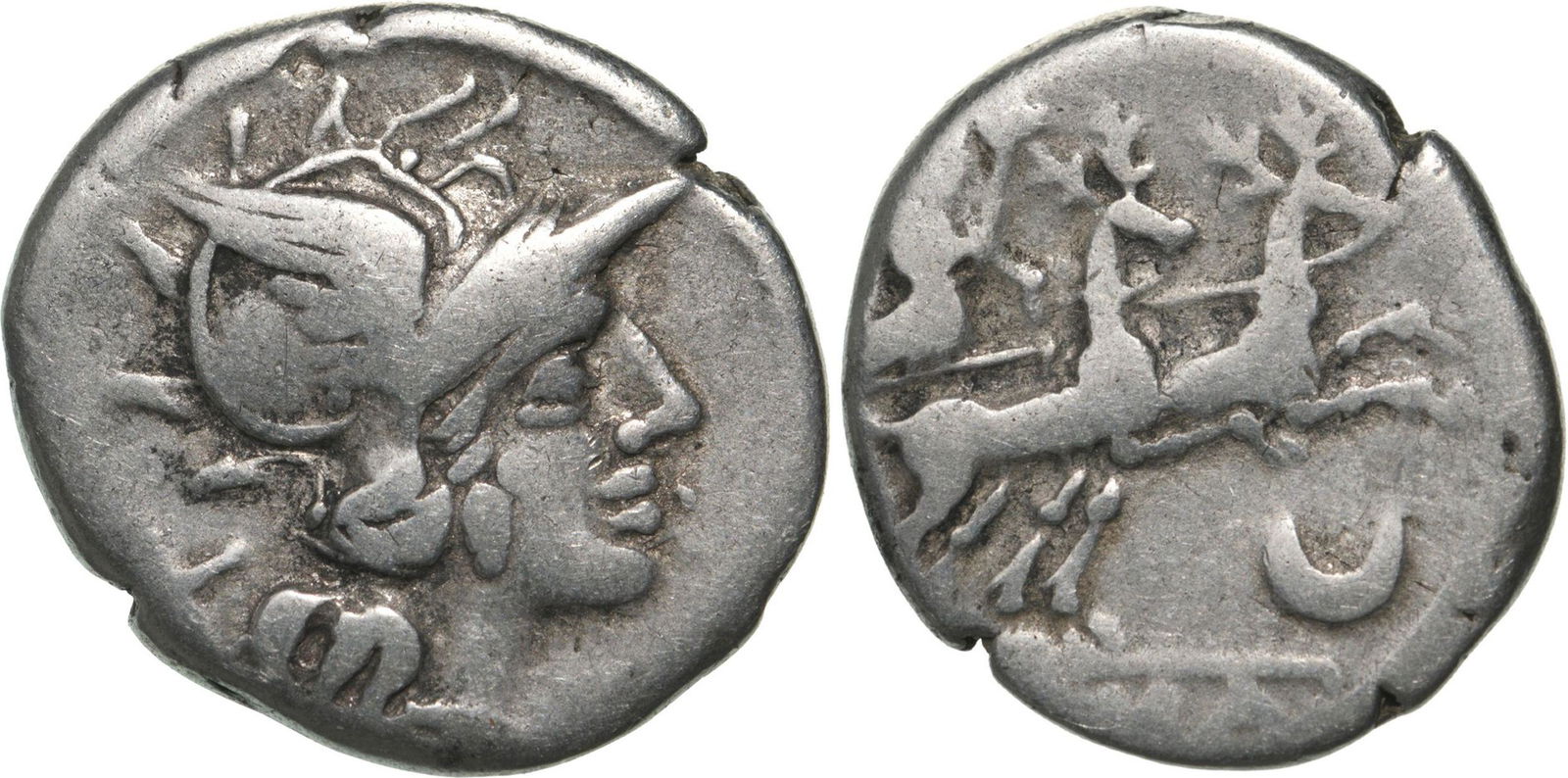 Anonymous. Denar, Silver (3.34 g) Rome, 143 BC (1 of 1)