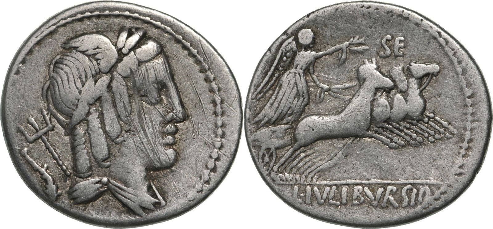 L. Iulius Bursio. Denar, Silver (3.78 g) Rome, circa 85 (1 of 1)