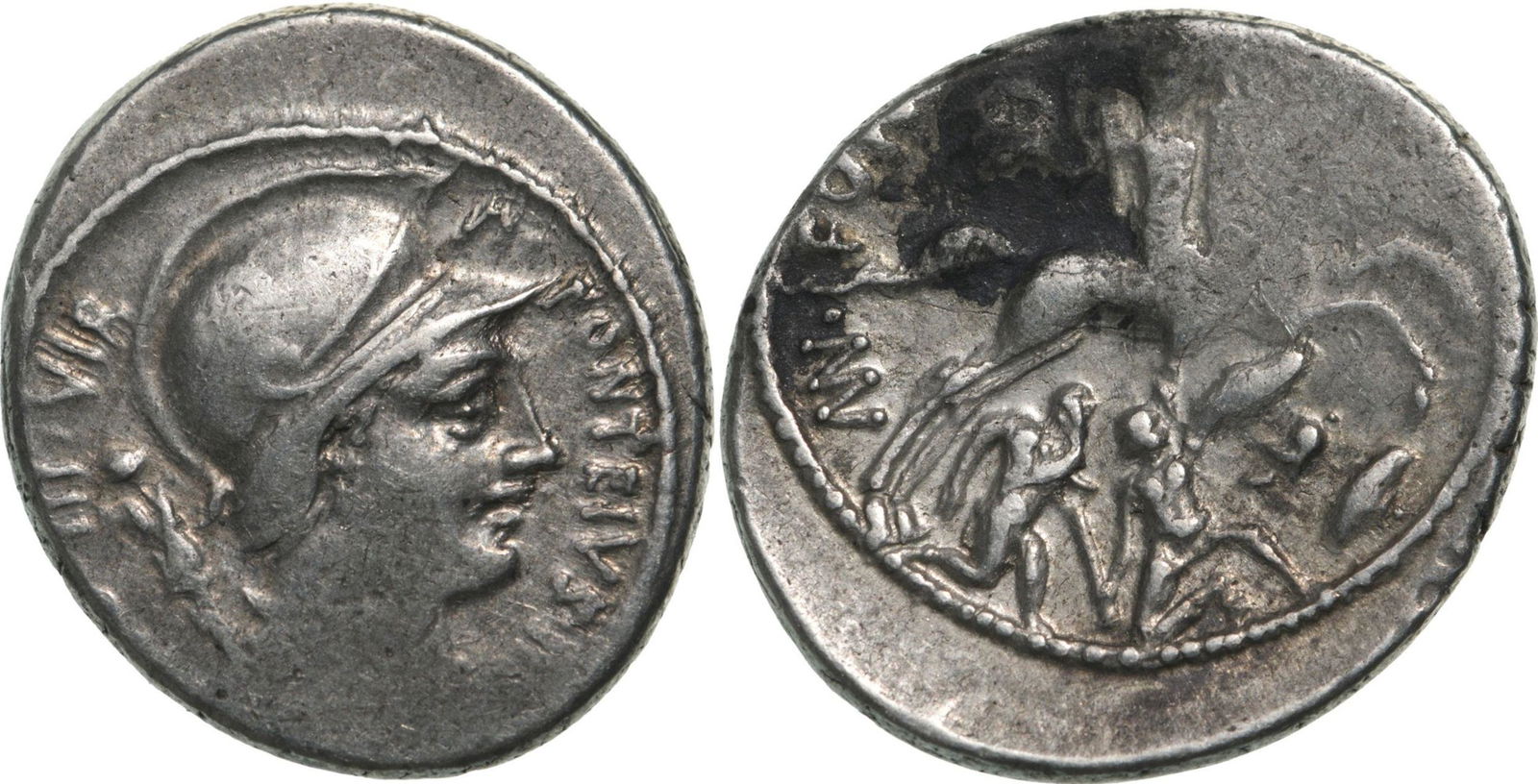 P. Fonteius P. f. Capito. Denar, Silver (4.09 g) Rome, 55 BC (1 of 1)