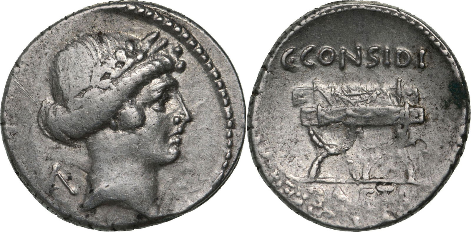 C. Considius Paetus. Denar, Silver (3.69 g) Rome, 46 BC (1 of 1)