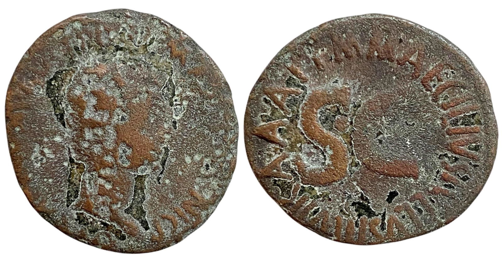 Augustus (27 BC-AD 14). AE As (9.14 g). Rome, M. Maecilius Tullus, 7 BC. (1 of 1)