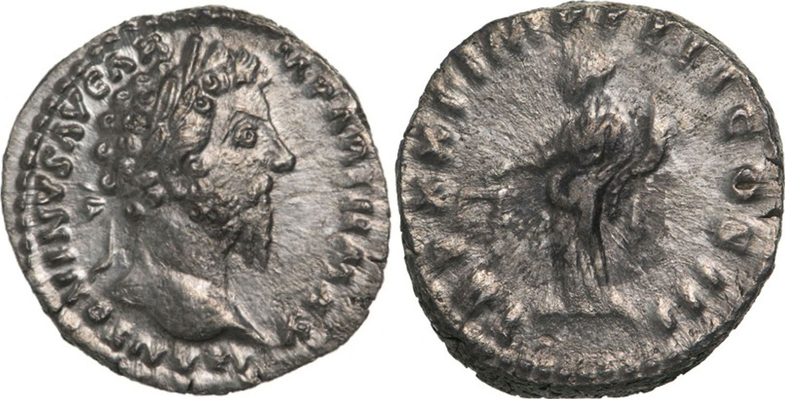 Marcus Aurelius (121-180 AD) Denar, Silver (18 mm, 3.21 g) Rome, AD 168 (1 of 1)