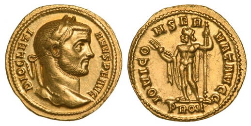 Diocletian (284-305) Aureus, Gold (18 mm, 6 g.), circa 294-296