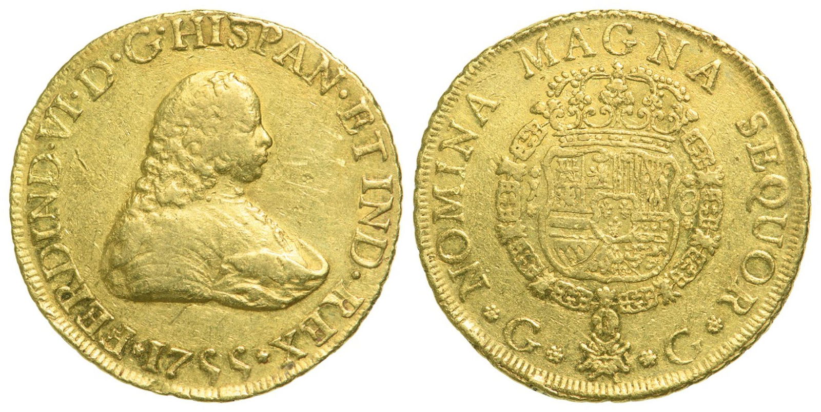 Ferdinand VI (1749-1759) 8 Escudos 1755 G G,  Guatemala City mint (1 of 1)