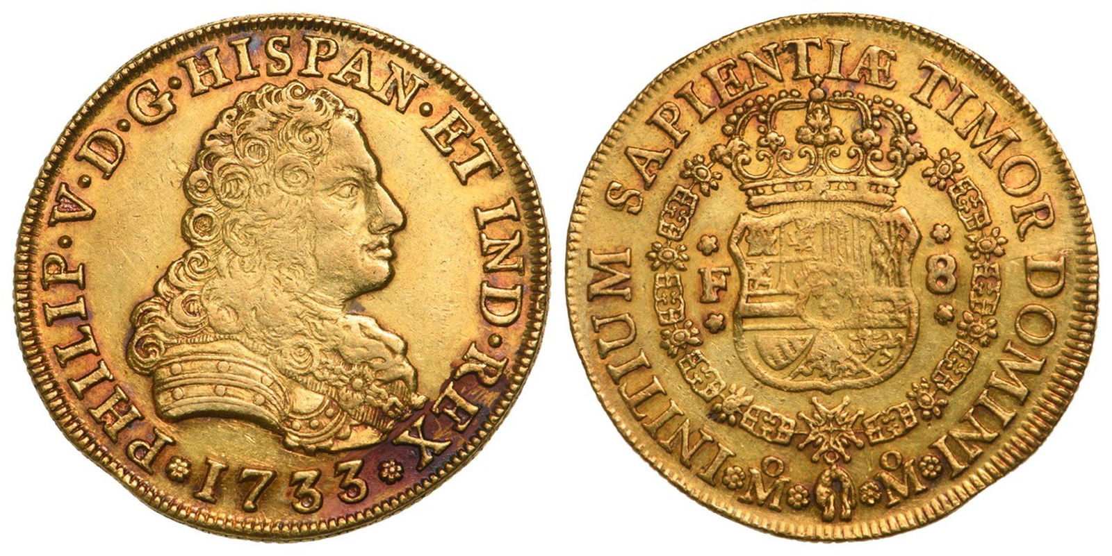 Philip V (1700-1746) 8 Escudos 1733 Mo, Mexico City Mint (1 of 1)