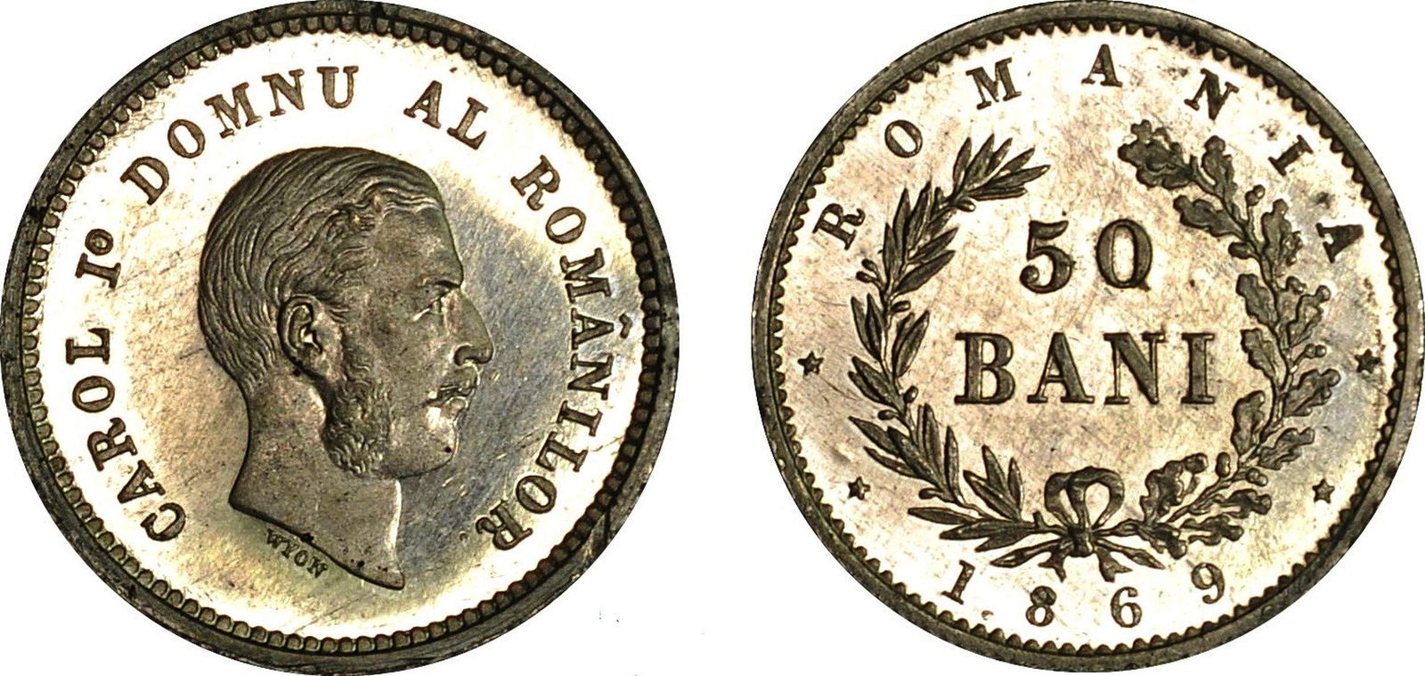 Carol I (1881-1914) Pattern 50 Bani 1869, Heaton mint (1 of 1)