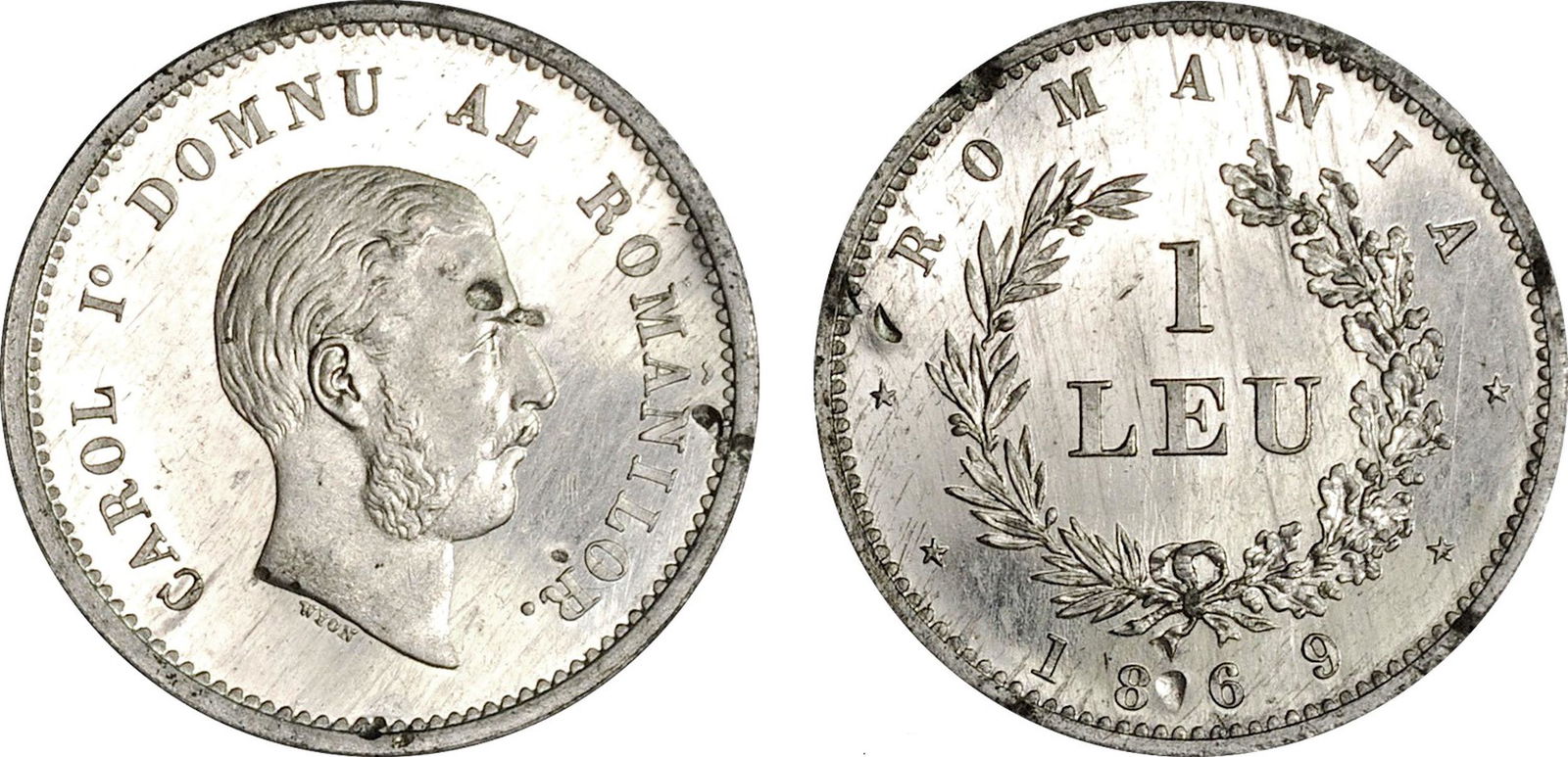 Carol I (1881-1914) Pattern 1 Leu 1869, Heaton mint. (1 of 1)