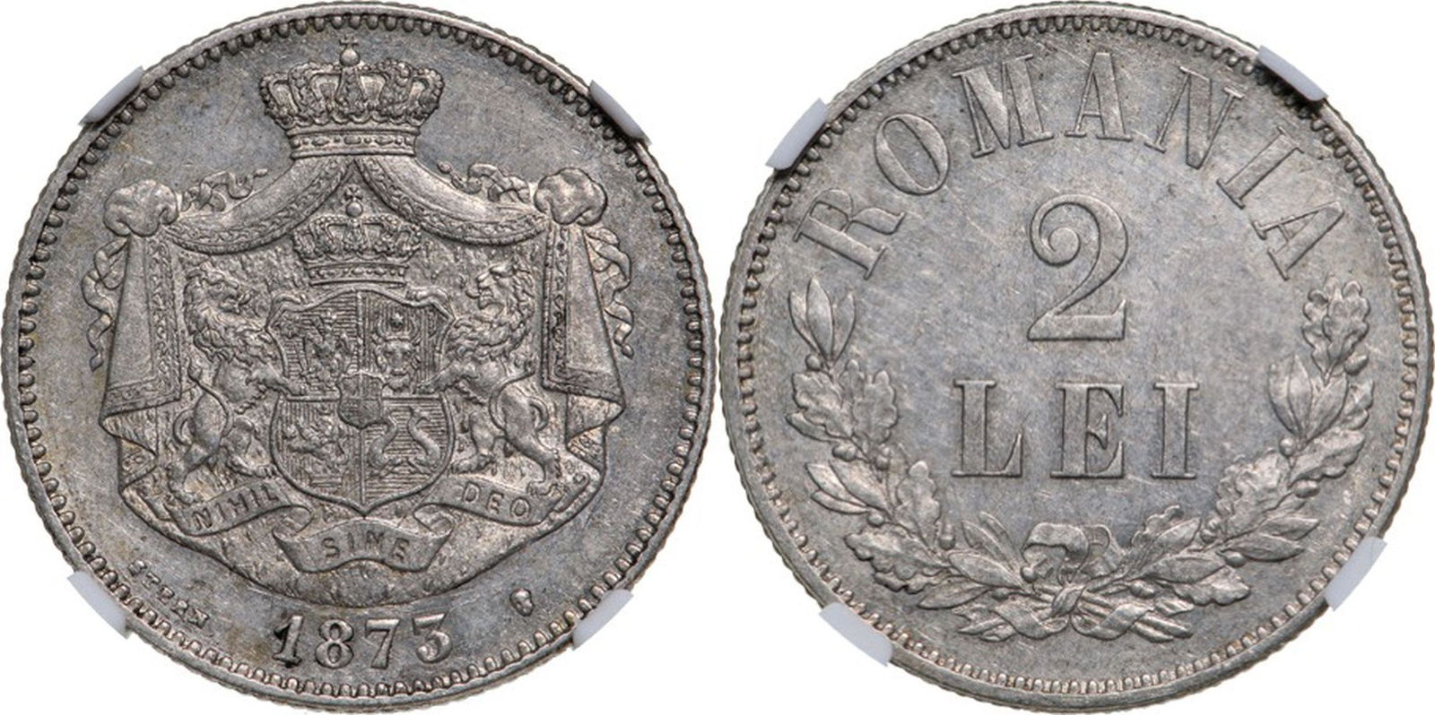 Carol I (1881-1914) 2 Lei 1873, Brussels mint. (1 of 1)