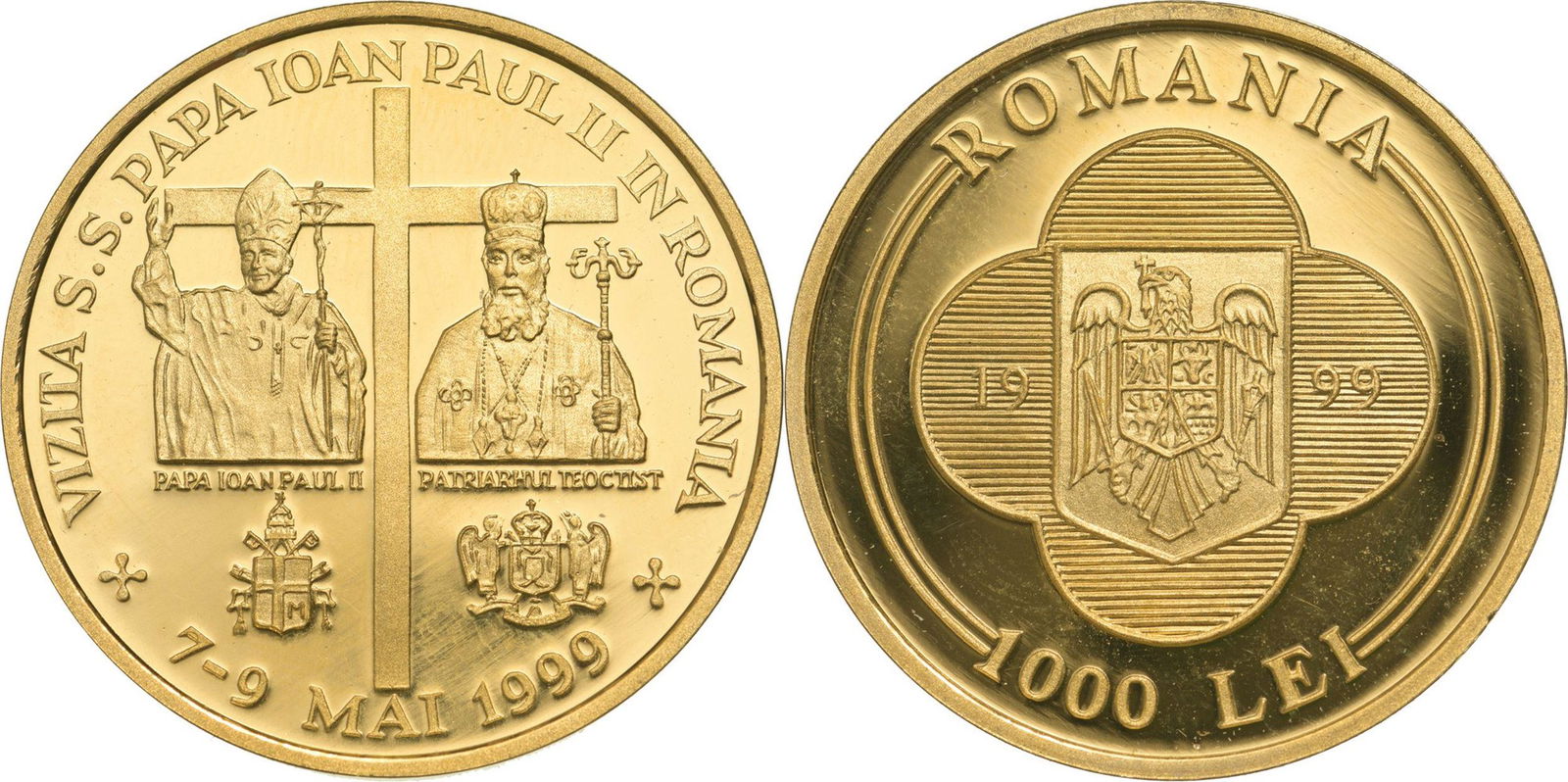1000 LEI 1999 for the Visit of Pope John Paul II in Romania (1 of 2)