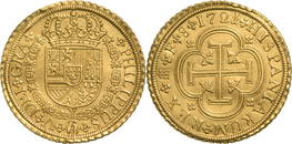 Phillip V (1700-1746) Segovia, Gold, 8 Escudos 1721.