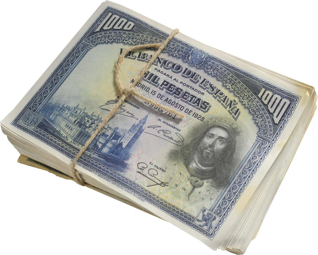 Lot of 239 Banknotes. 1000 Pesetas 1928-08-15 "San Fernando". (1 of 2)