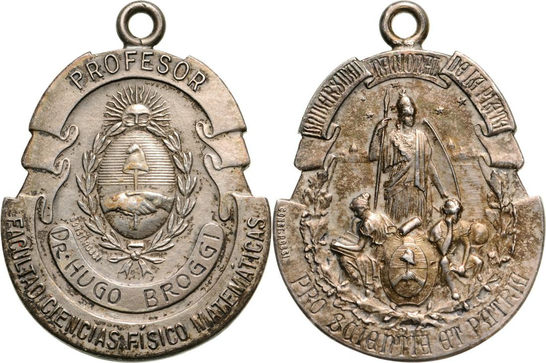 Rare National University of The Fatherland, teacher's Medal by Const. Rossi: Rare National University of The Fatherland, teacher's Medal by Const. Rossi. Named to Dr. Hugo Broggi, 37x28.5 mm, Silver, end of 19th Century. I- R!